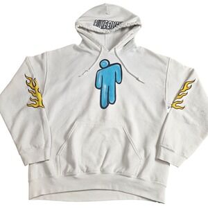 2019 Billie Eilish World Tour Hoodie Medium White Official Merch Flames Pullover